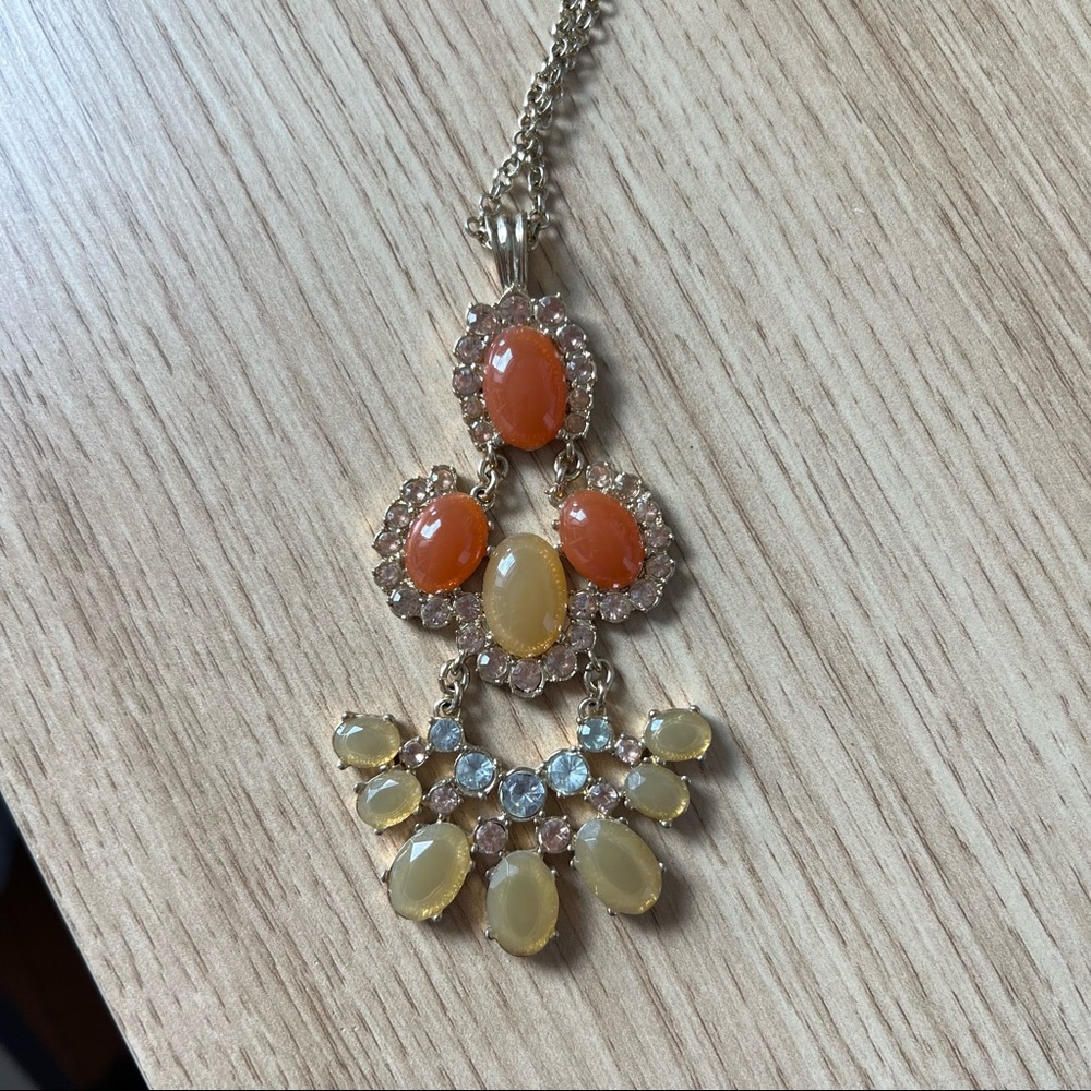 J Crew Factory - Barely Worn Groovy Sparkly Brass Pendant 🌟
